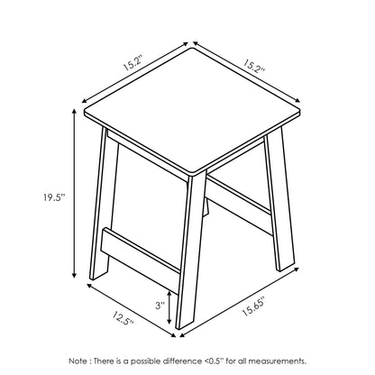 Furinno BEGINNING Side Table, Square End Table with H-Legs, Night Stand, Bedside Table, for Living Room, Bedroom, Espresso