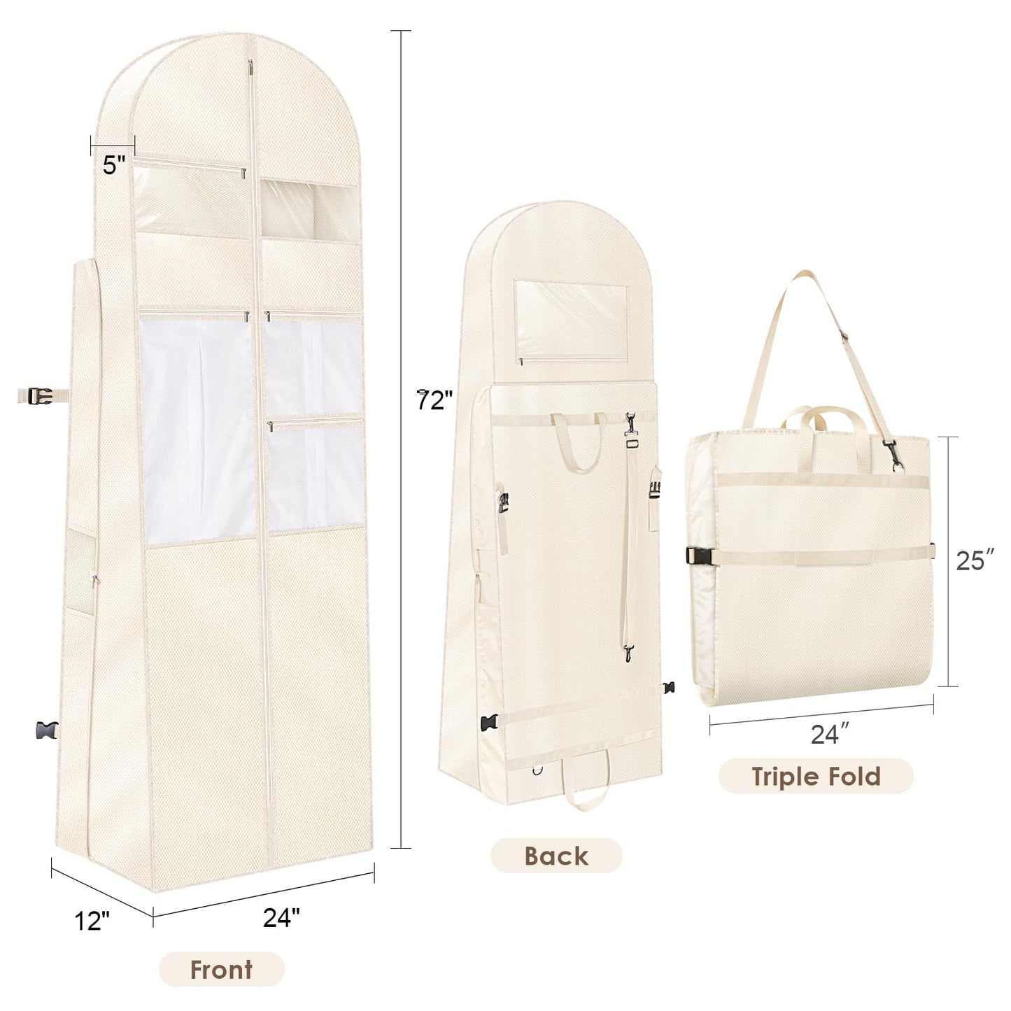 KEEGH Wedding Dress Garment Bag, 72 Inch Long Dress Carrier Travel Bag