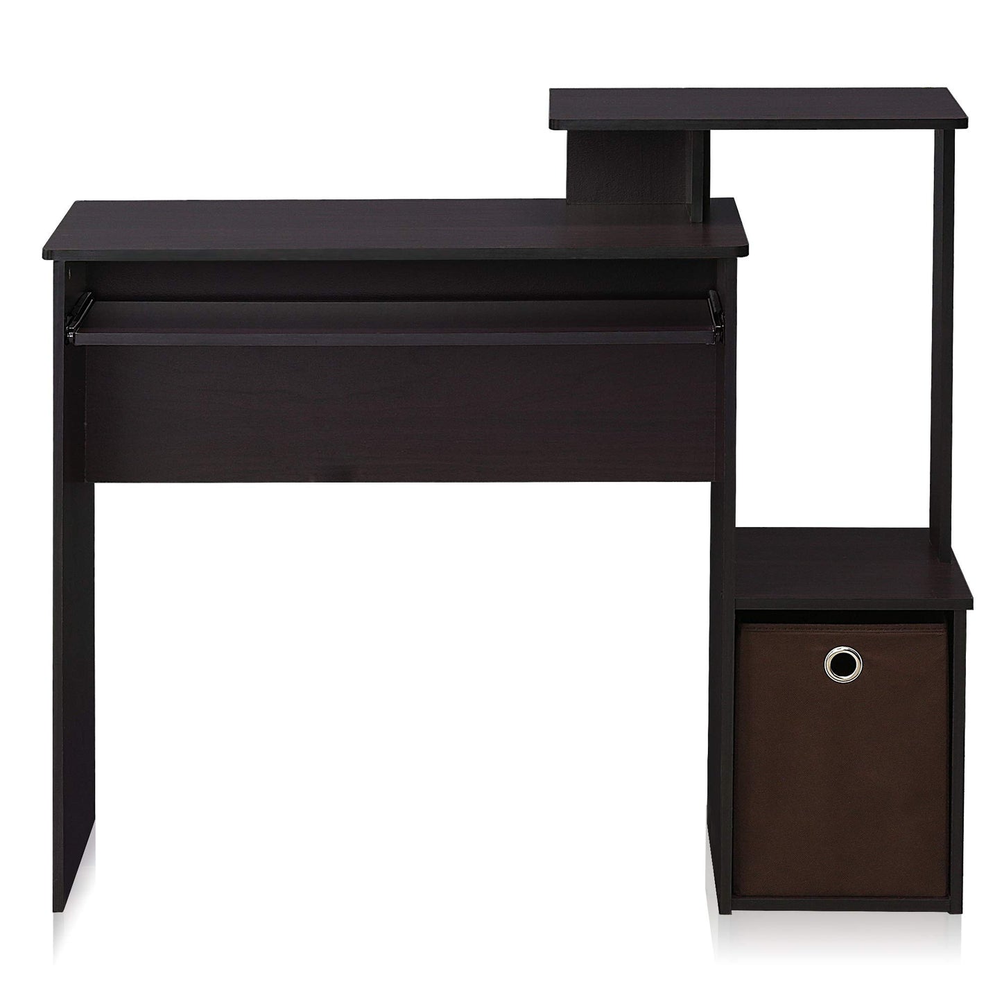 Furinno Econ Multipurpose Home Office Computer Writing Desk, Computer Desk, Study Desk, w/Bin, Dark Walnut, 100.1 (W) x 86.6 (H) x 39.9 (D) cm
