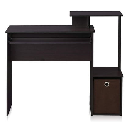 Furinno Econ Multipurpose Home Office Computer Writing Desk, Computer Desk, Study Desk, w/Bin, Dark Walnut, 100.1 (W) x 86.6 (H) x 39.9 (D) cm