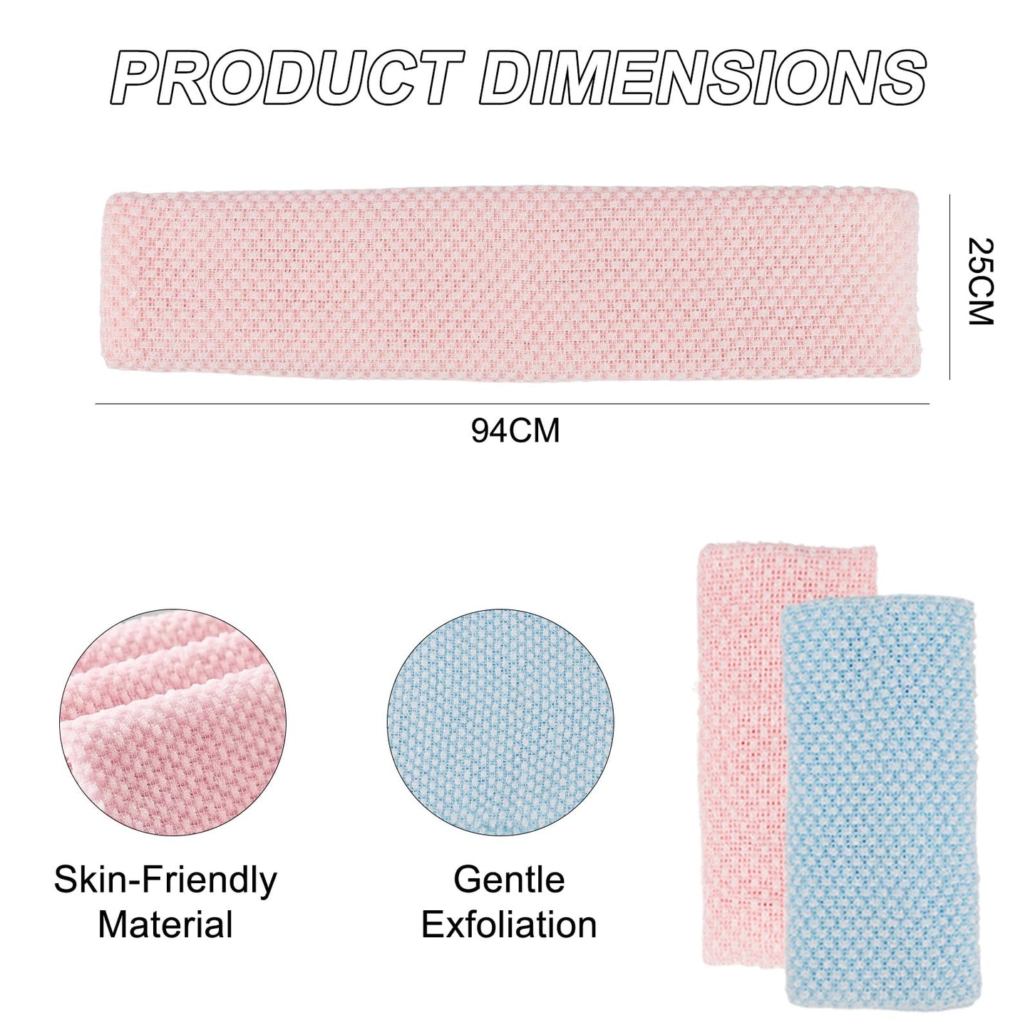 CMANLNYK 2Pcs Japanese Exfoliating Shower Towel - Deep Exfoliating Back Scrub Gentle on Sensitive Skin, 3D Weaving Technique Shower Towel