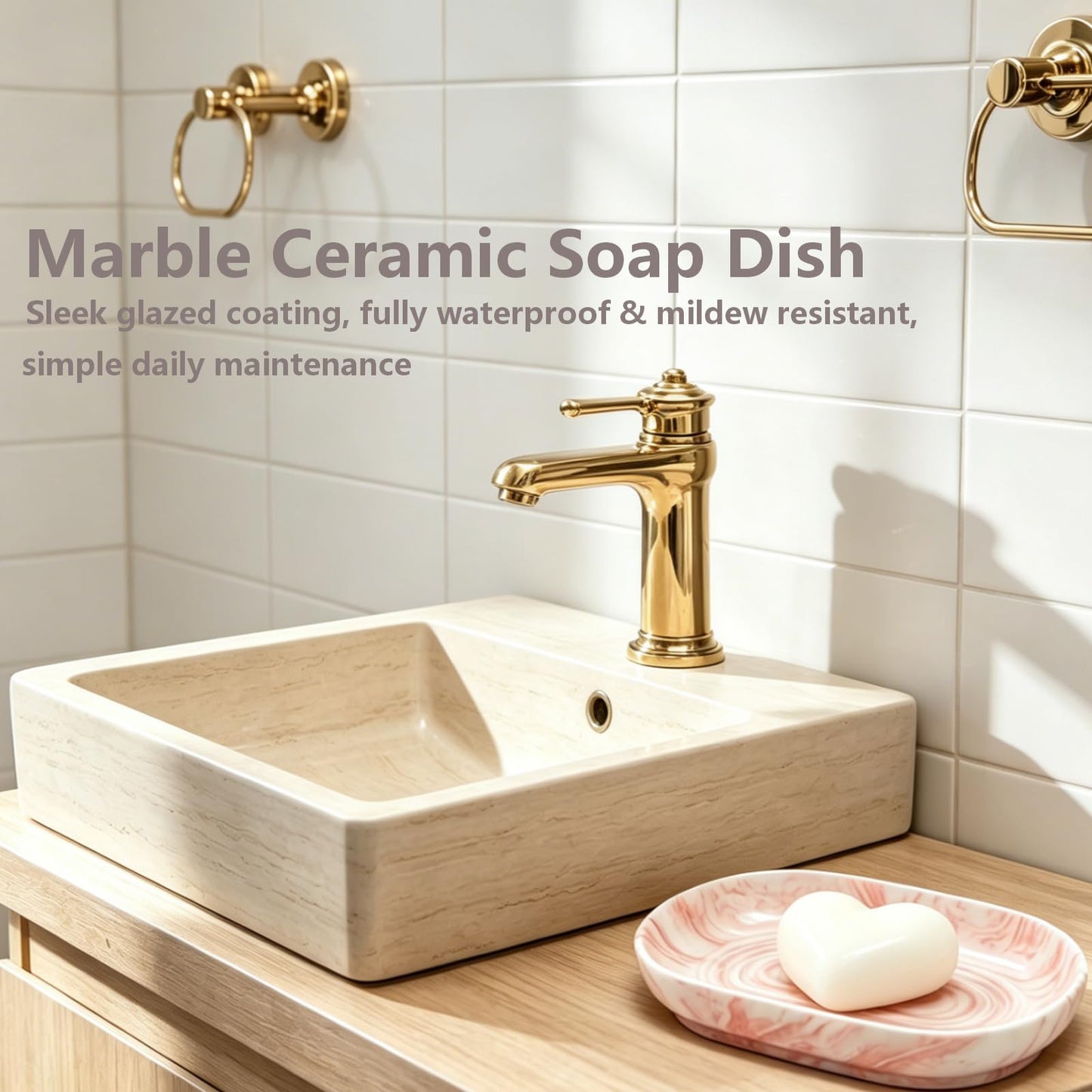 Xgvzs 1 PCS Ceramic Soap Dish Bar Soap Holder Soaps Tray Dish Oval Container Keep Soap Dry for Bathroom Sink Kitchen Counter (Pink)