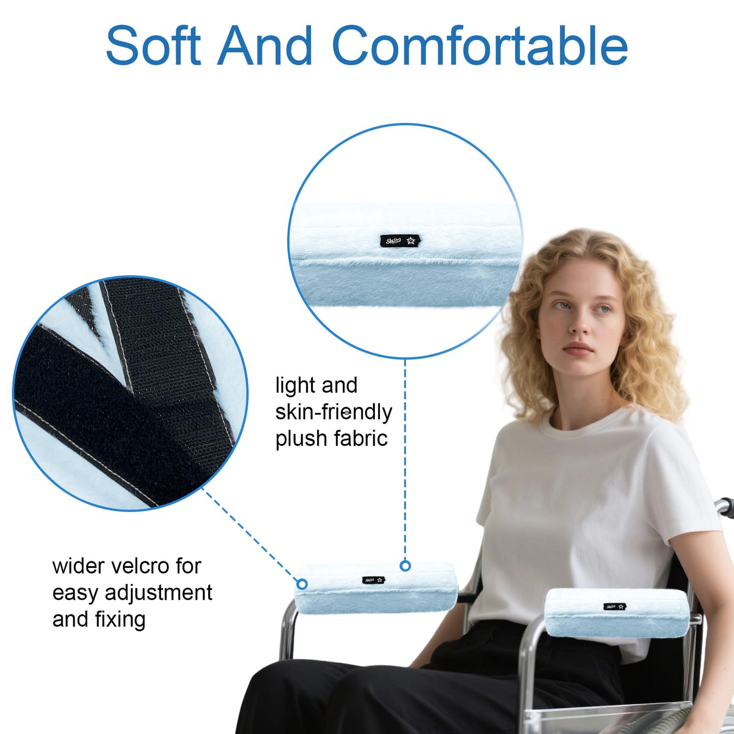 SPRING SEAON Wheelchair Armrest Pads Covers Fuzzy Desk Chair Arm Pads Soft