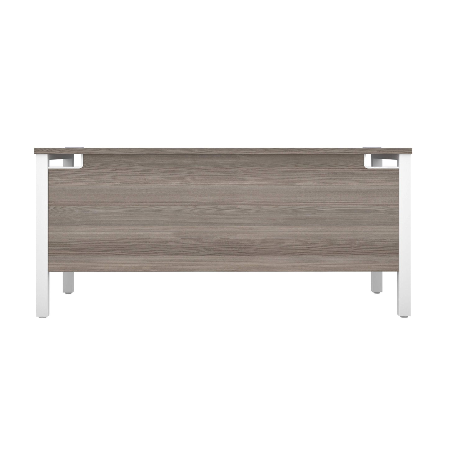 Office Hippo Heavy Duty Rectangular Goalpost Desk, Integrated Cable Ports, PC Desk For Office or Home, 5 Yr Wty, MFC - Grey Oak Top, White Legs