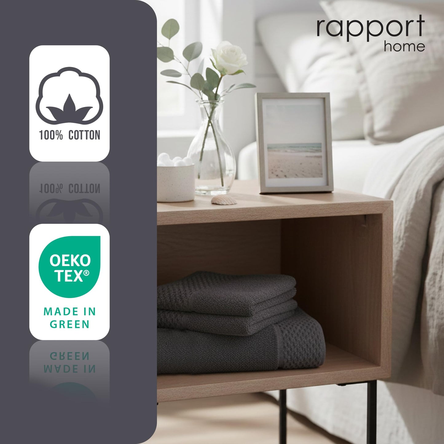 Rapport Home Eden Weave Face Towels 2-Pack Luxurious 100% Cotton 500gsm Soft Absorbent Face Cloths, Oeko-Tex Certified Bathroom Hand Towels