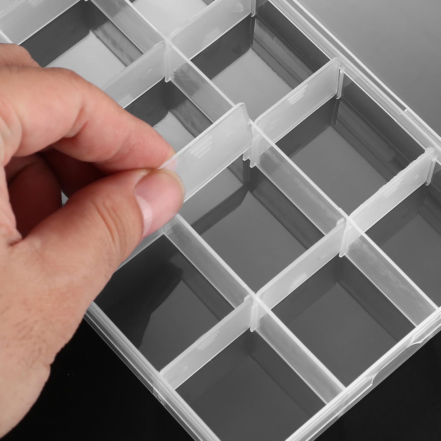 3 Pcs Small Organiser Box, Craft Box, 15 Grids Bead Storage box with Compartments