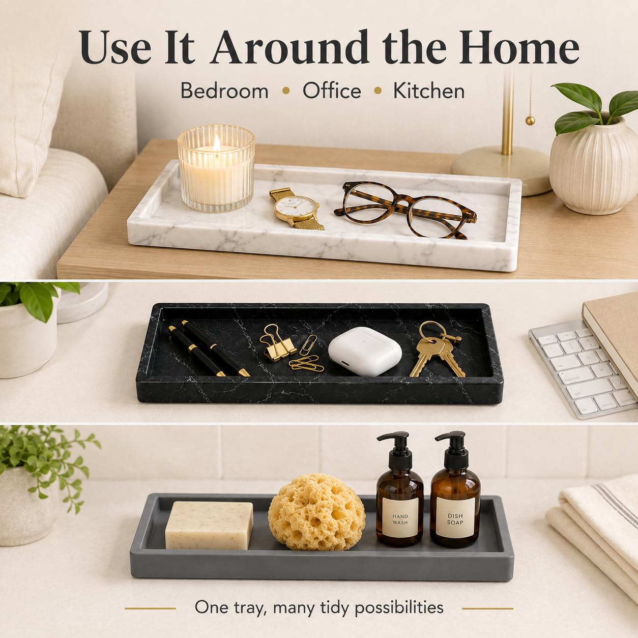 Marble-Pattern Silicone Storage Tray, Rectangular