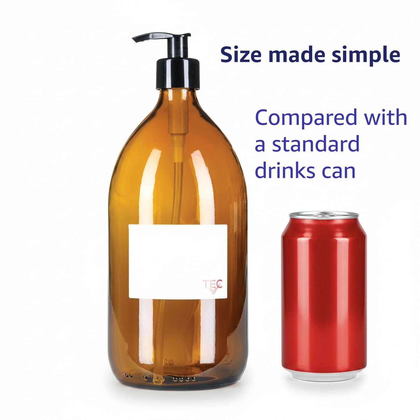 TEC 1 Litre Bottles Amber Glass 65% Recycled with Pumps (3)