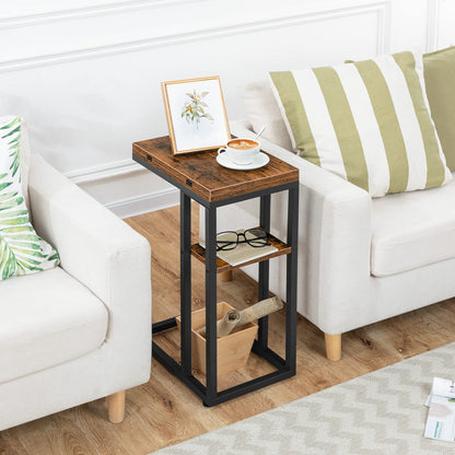 HOOBRO C Shaped Side Table, Foldable Sofa Side Table, Bedside Snack Table, Laptop Holder Table for Sofa, Small Spaces, Small Coffee Table, Living