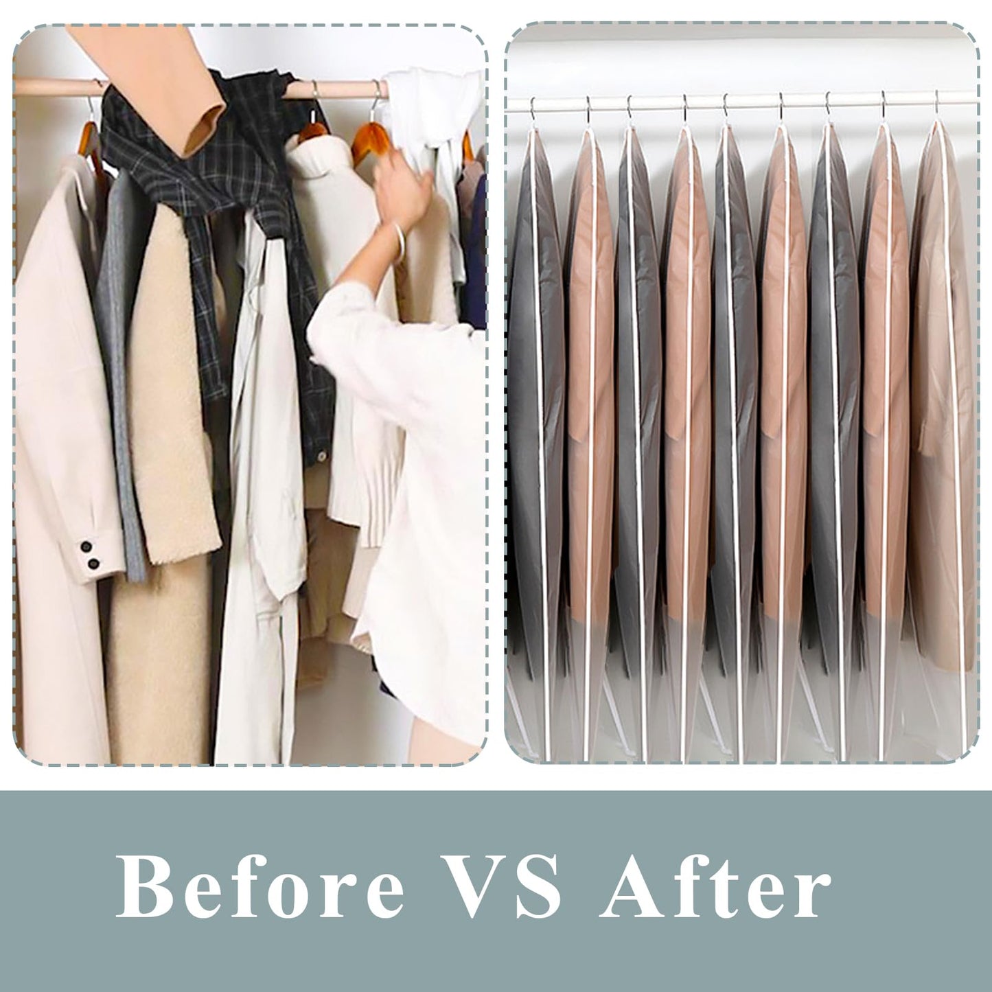 Yelinosk 5 Pack Suit Bags - 60 x 120cm, Anti-Dust & Water Protector, Washable Full Zipper Garment Bags Perfect for Travel or Home