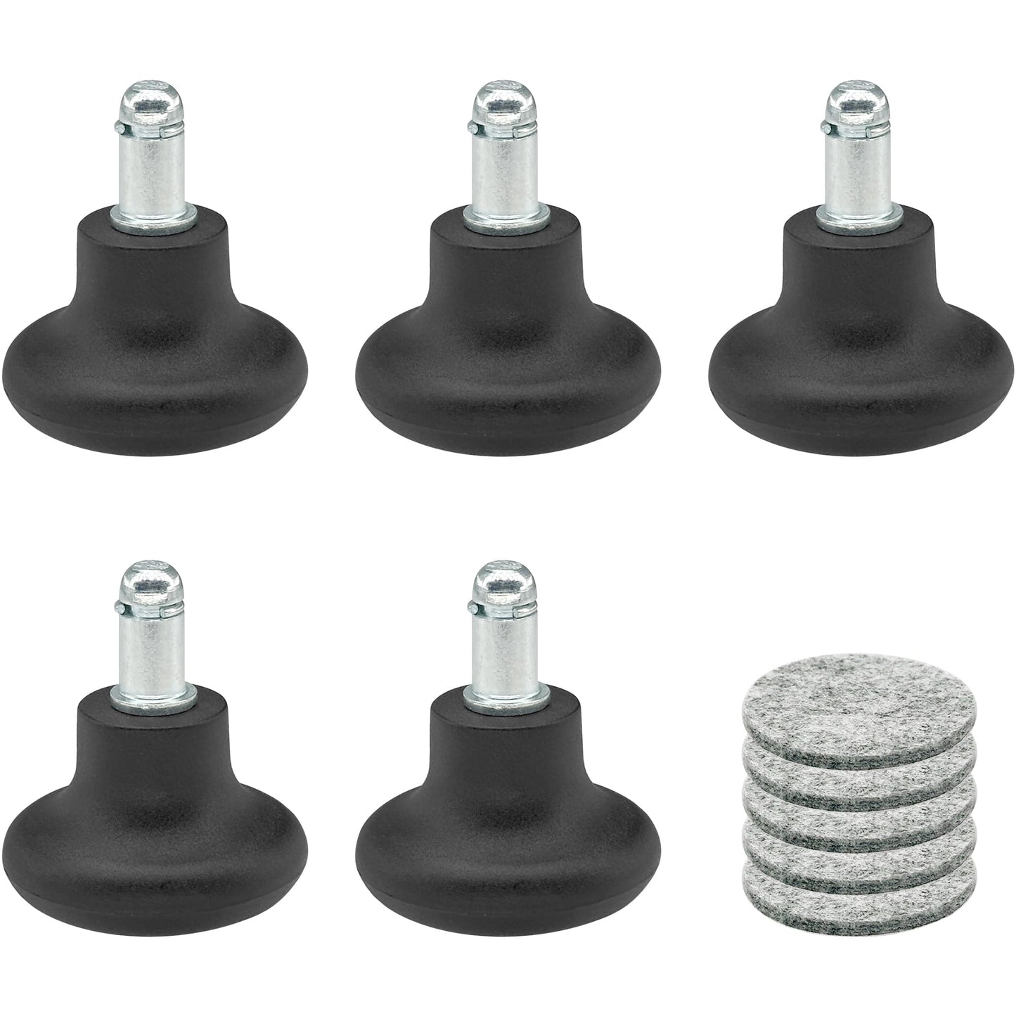5 PCS Fixed Stationary Castors,Glide Office Chair Wheels For Replacement Swivel Caster Wheels (Black)