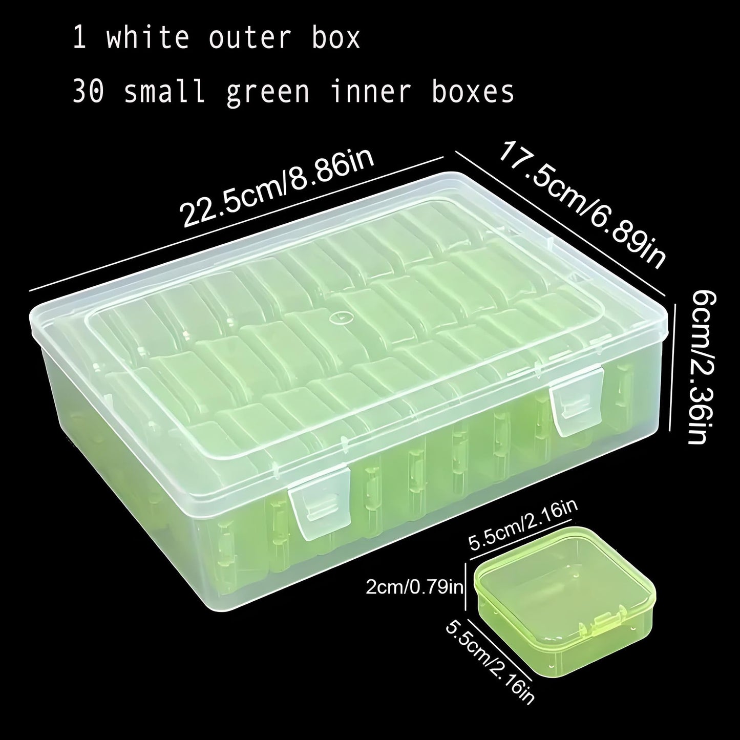 Forever bene 31 Piece Green Storage Box and Small Parts Organiser, 31 Pieces, Green
