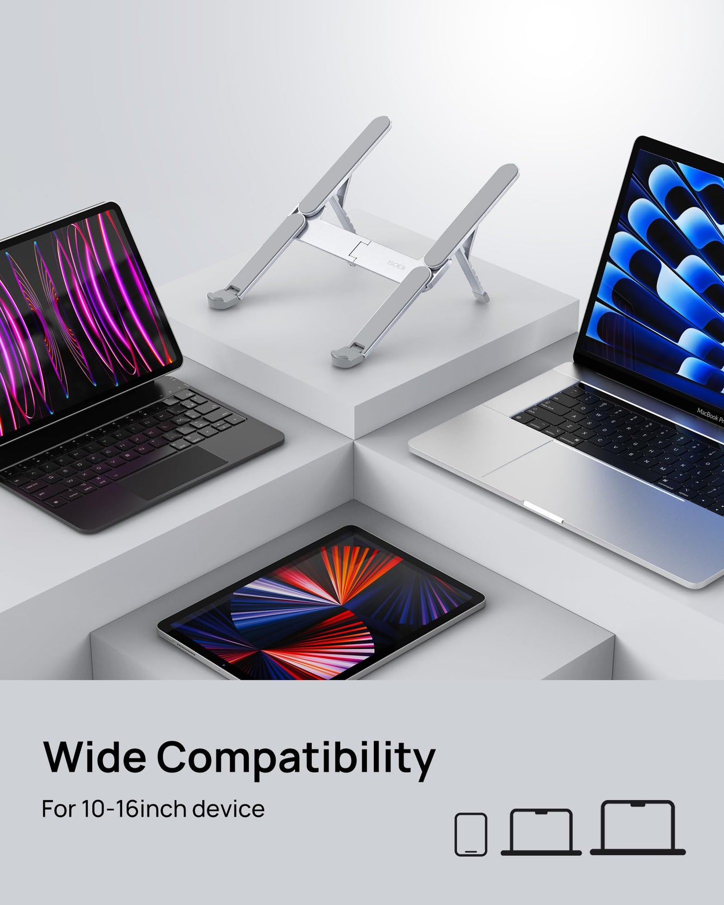 SODI Laptop Stand, Pocket-sized, Foldable and Portable Laptop Stand, 6 Adjustable Levels, Lightweight for Travel/Library/Cafe