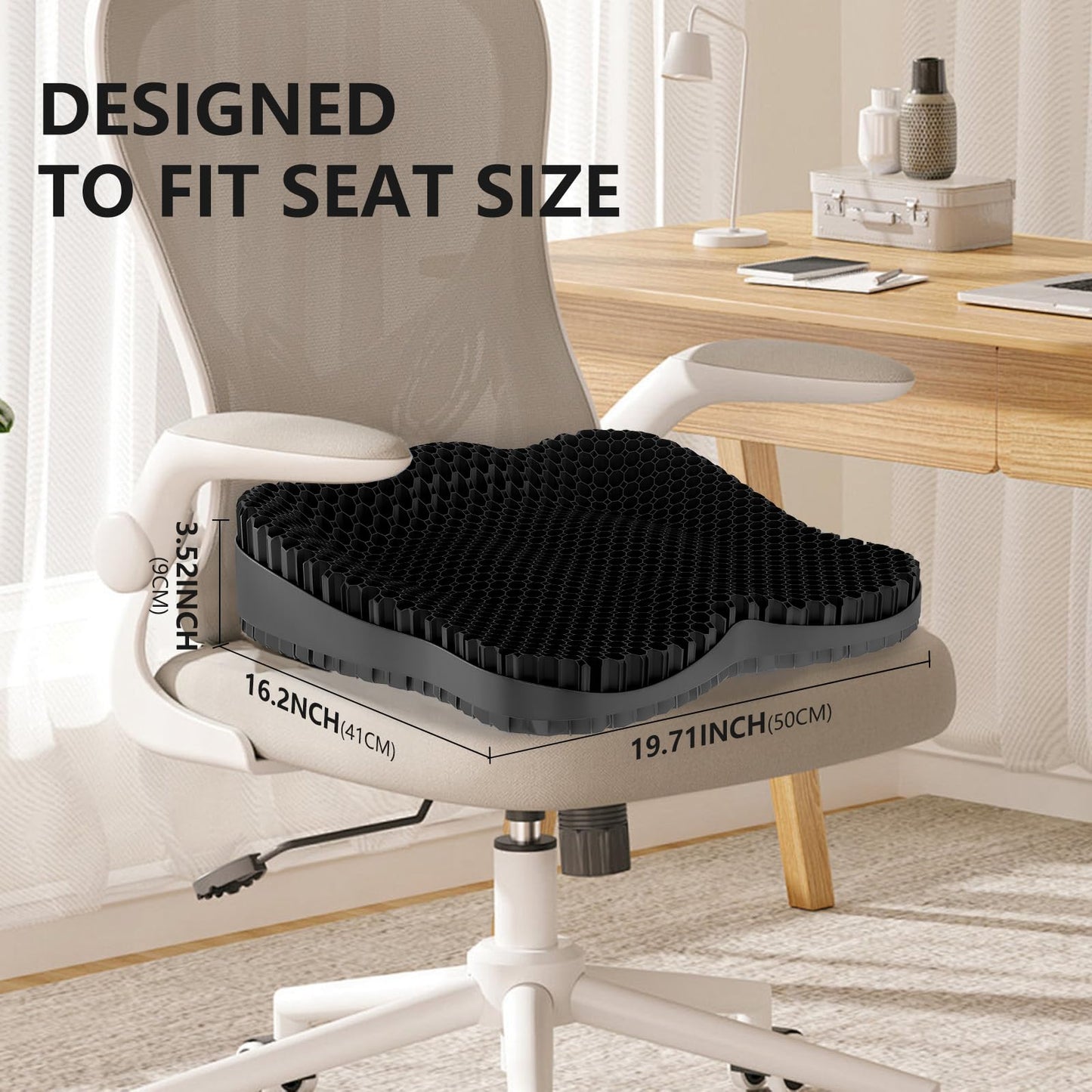 Tsmertor Enlarged Gel Seat Cushion 19in Super Large Thick Gel for Pressure Relief for Long Siiting, Coccyx Sciatica Pain Relief