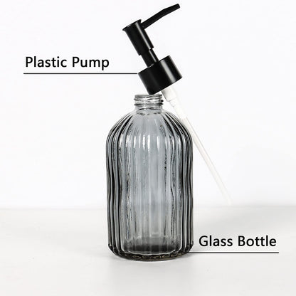 Topsky Glass Soap Dispenser with Black Plastic Rustproof Pump, 400ml Grey