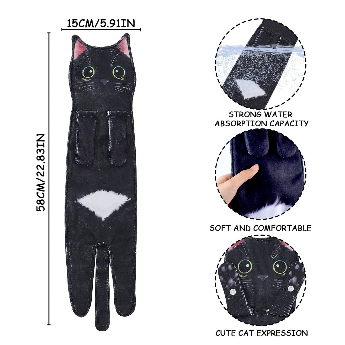GWAWG Cat Funny Hand Towels,Cute Bathroom Kitchen Towels,Decorative Hanging Kitchen Towel,Cat Gifts for Cat Lovers,Gifts for Women Mum Christmas