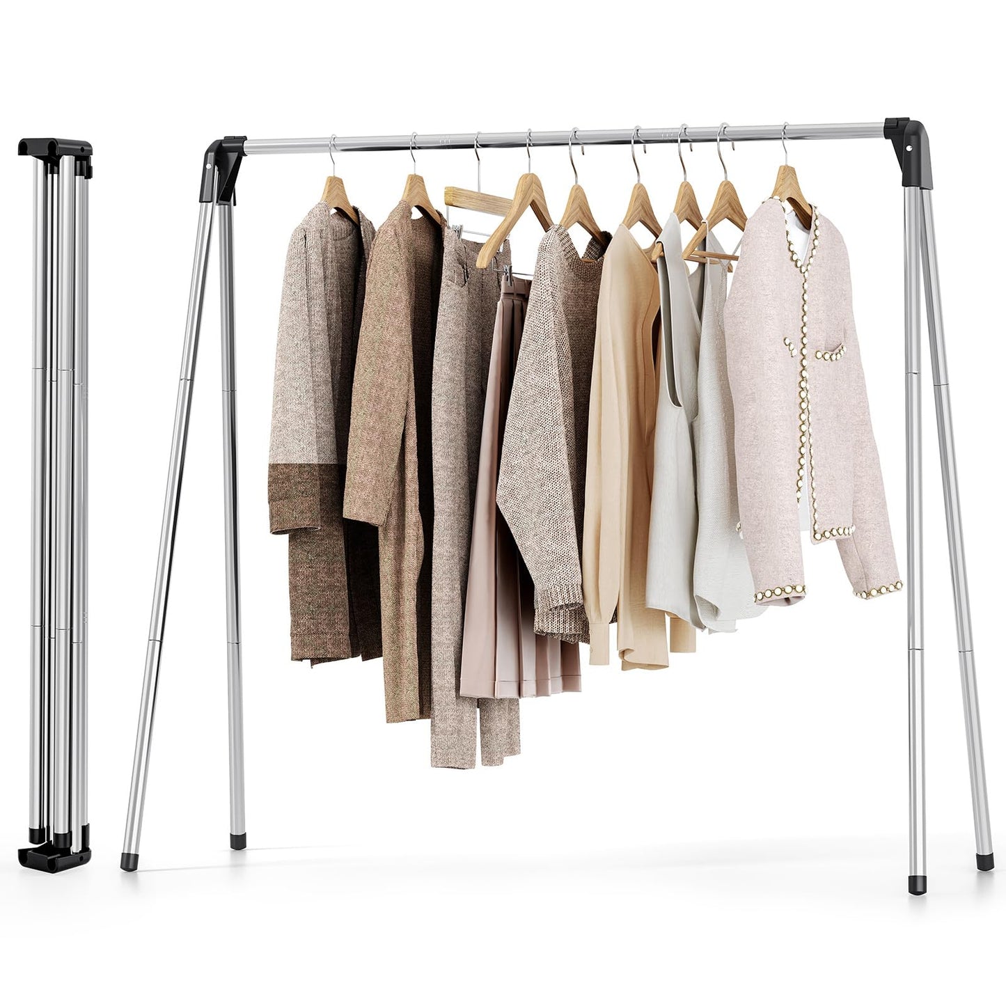 SYKIARIOL Stainless Steel Clothes Rail, Collapsible Drying Rack