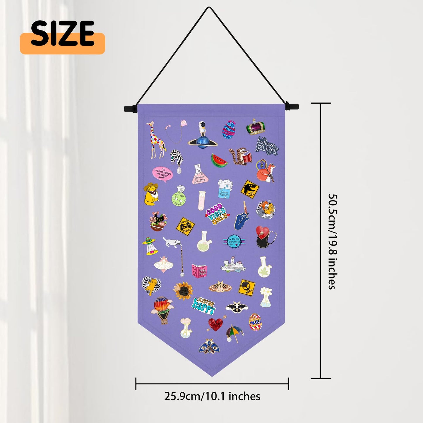 Kunyeah Wall Hanging Brooch Organizer Storage Case Colorful Canvas Pin Board Stand Enamel Pin Badge Hanging Holder Display Banner Earrings Collection