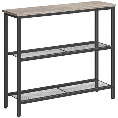 HOOBRO Console Table for Hallway Slim, 3-Tier Narrow Console Table, Hallway Table with 3 Shelves, Slim Sofa Table for Small Spaces, Living Room