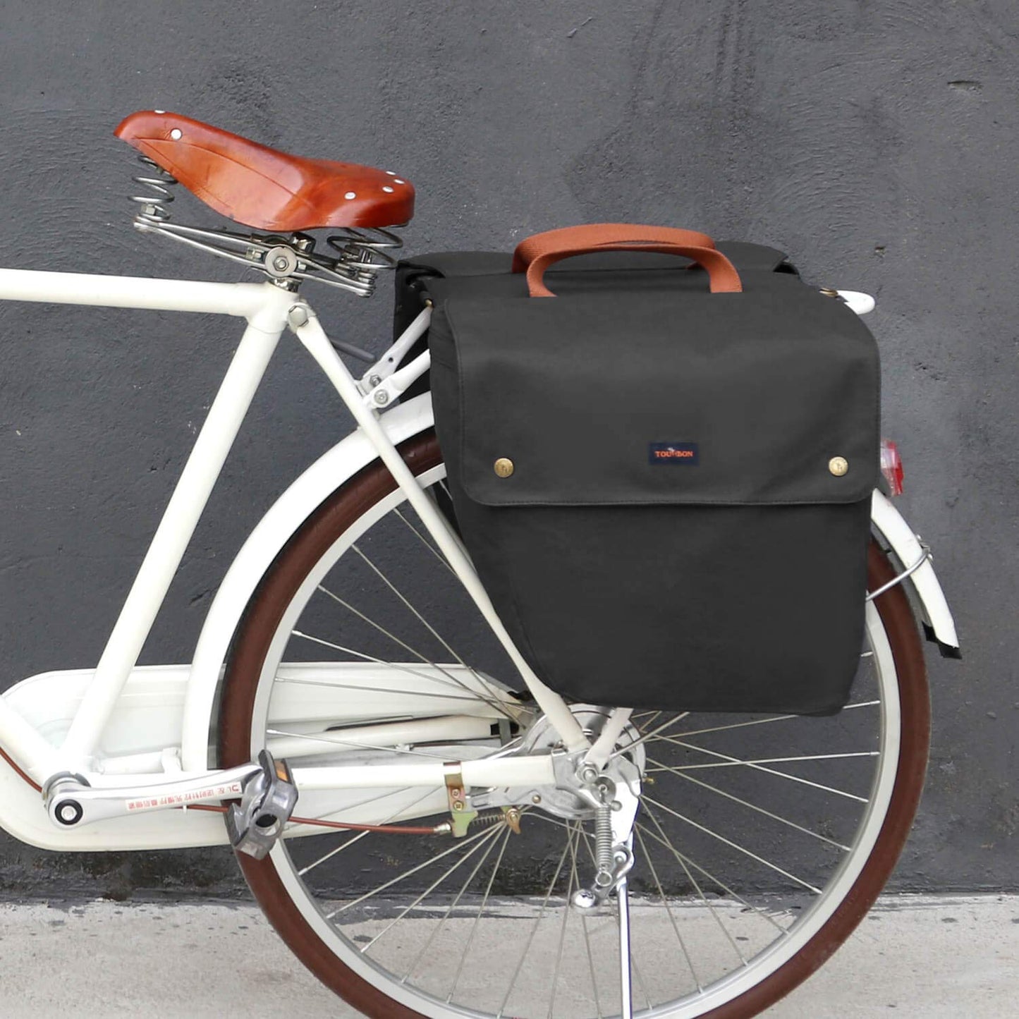 TOURBON Waterproof Canvas Bicycle Bike Rear Seat Carrier Luggage Storage Bag Cycling Double Roll-up Pannier Bag Rear Pack (Black)