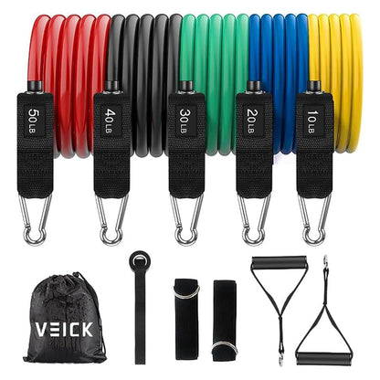 VEICK Resistance Bands Set 5pcs Fitness Tubes Tension Bands Exercise Bands Workout with Handles for Men Women Strength Physical Training Equipment at