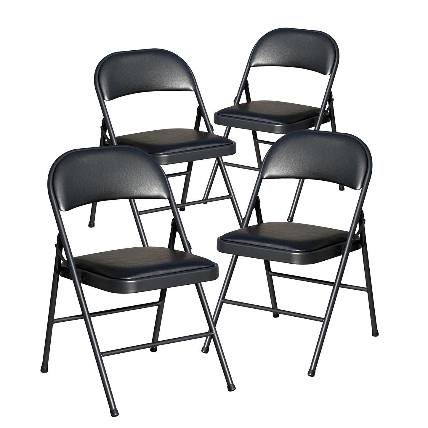 BOOSDEN Folding Chair, Foldable Chair, Set of 4, Faux Leather Fold Up Chairs for Home, Office, Dining, Portable and Compact Metal Frame Folding Seat