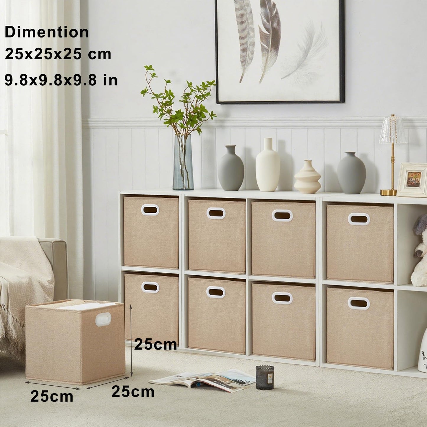 Mangata Cube Storage Boxes 25x25x25cm, Light Khaki, 4Pcs
