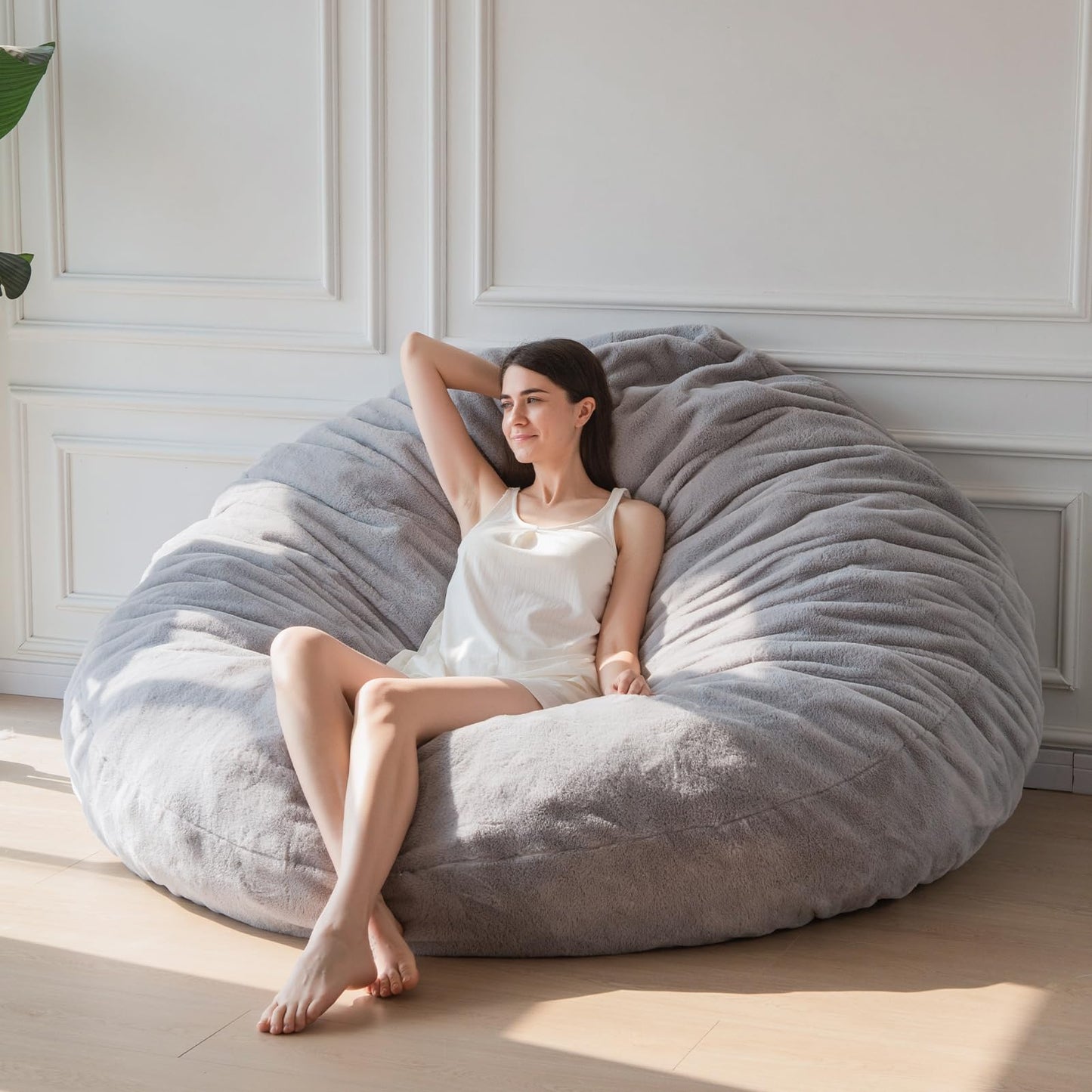 MAXYOYO Bean Bag Bed - Convertible Folds from Bean Bag Chair to Bed - Large Sofa with Plush Cover and Fluffy Filling Included for Adult, Guest