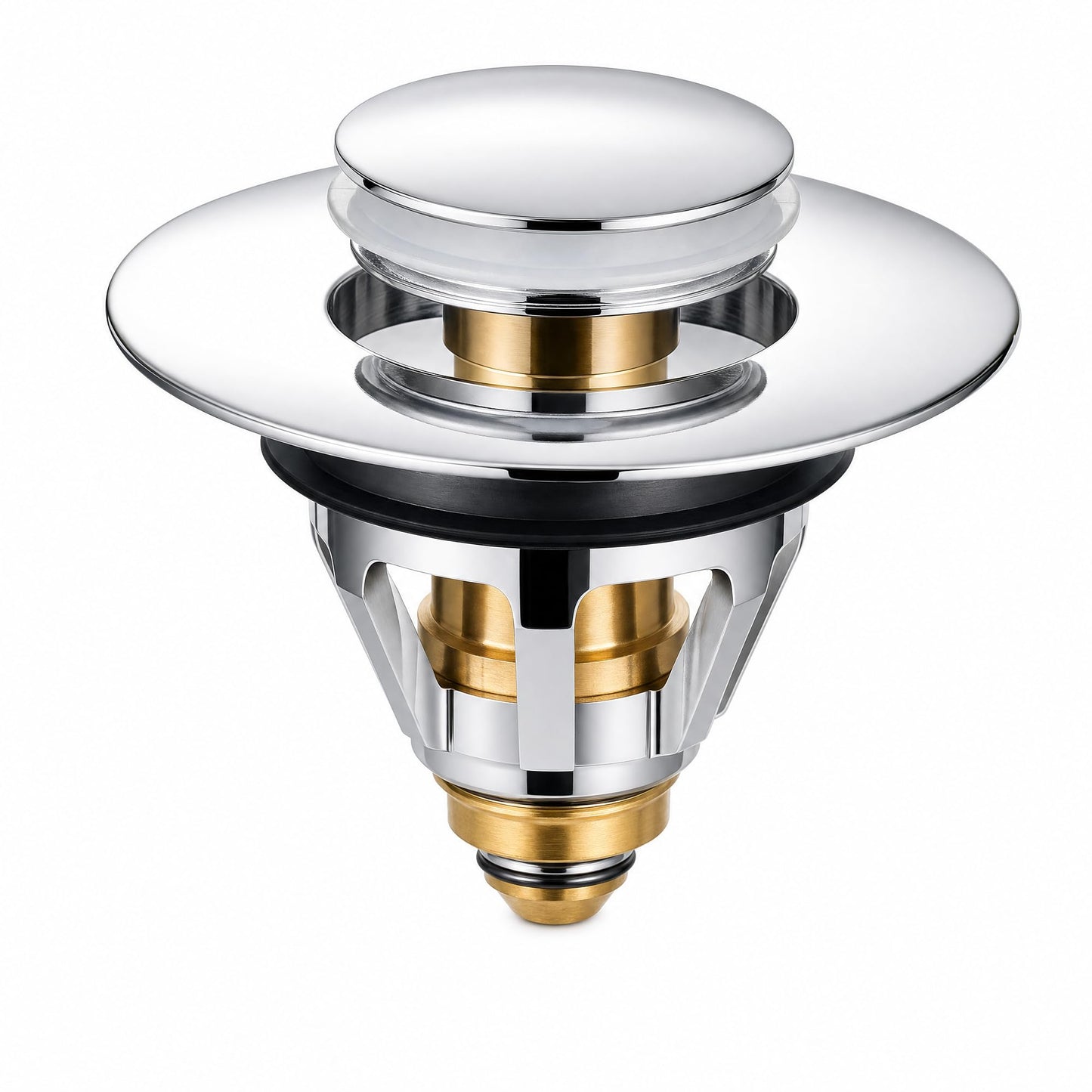 Boyfiled Sink Plug Replacement, Brass Bath Basin Plug Filter with Basket Hair, 34-38mm Universal Pop Up Basin Stopper for Bathroom