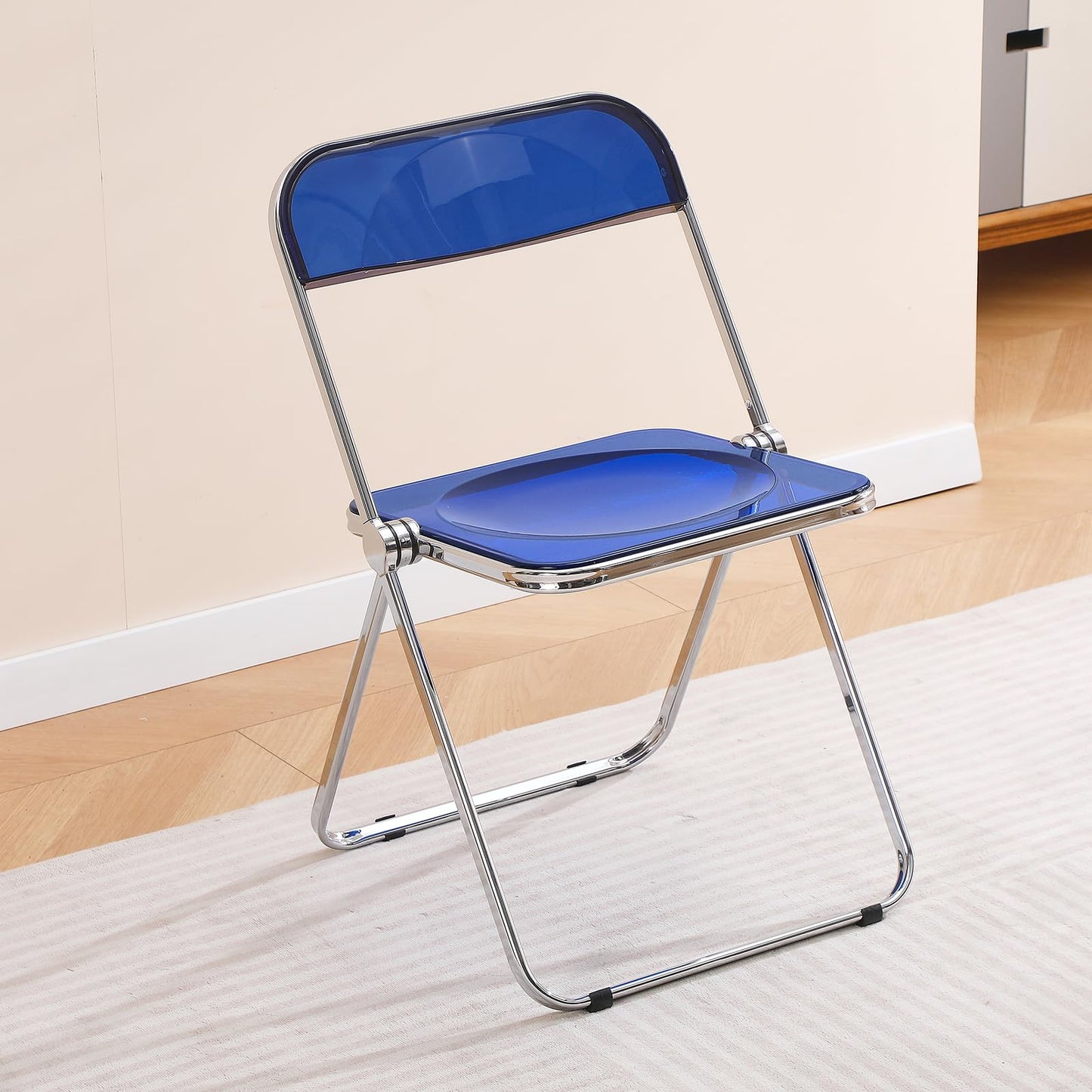 TAO ONE Acrylic Folding Chair Clear Morden Chrome Chair-Blue