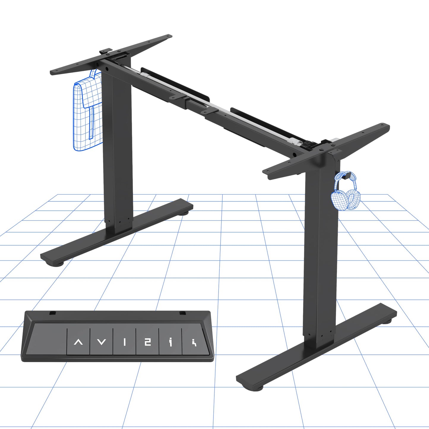 FLEXISPOT Height Adjustable Electric Standing Desk Frame Ergonomic Sit-stand Workstation with Memory Smart Panel EN1(2 Stage | Black)