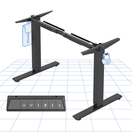 FLEXISPOT Height Adjustable Electric Standing Desk Frame Ergonomic Sit-stand Workstation with Memory Smart Panel EN12 Stage | Black
