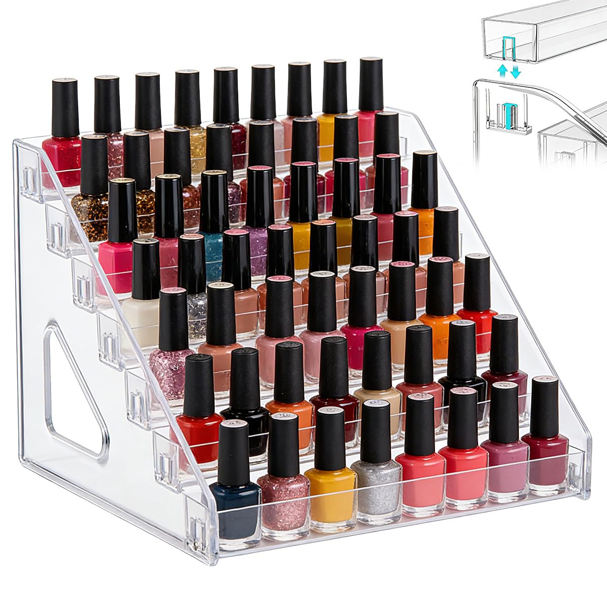 Vurixfo 7 Tier Nail Polish Stand, PET Nail Polish Rack Clear Nails Varnish Stand Holder Shelf Nails Polishes Organizer Display Rack for Essential Oil