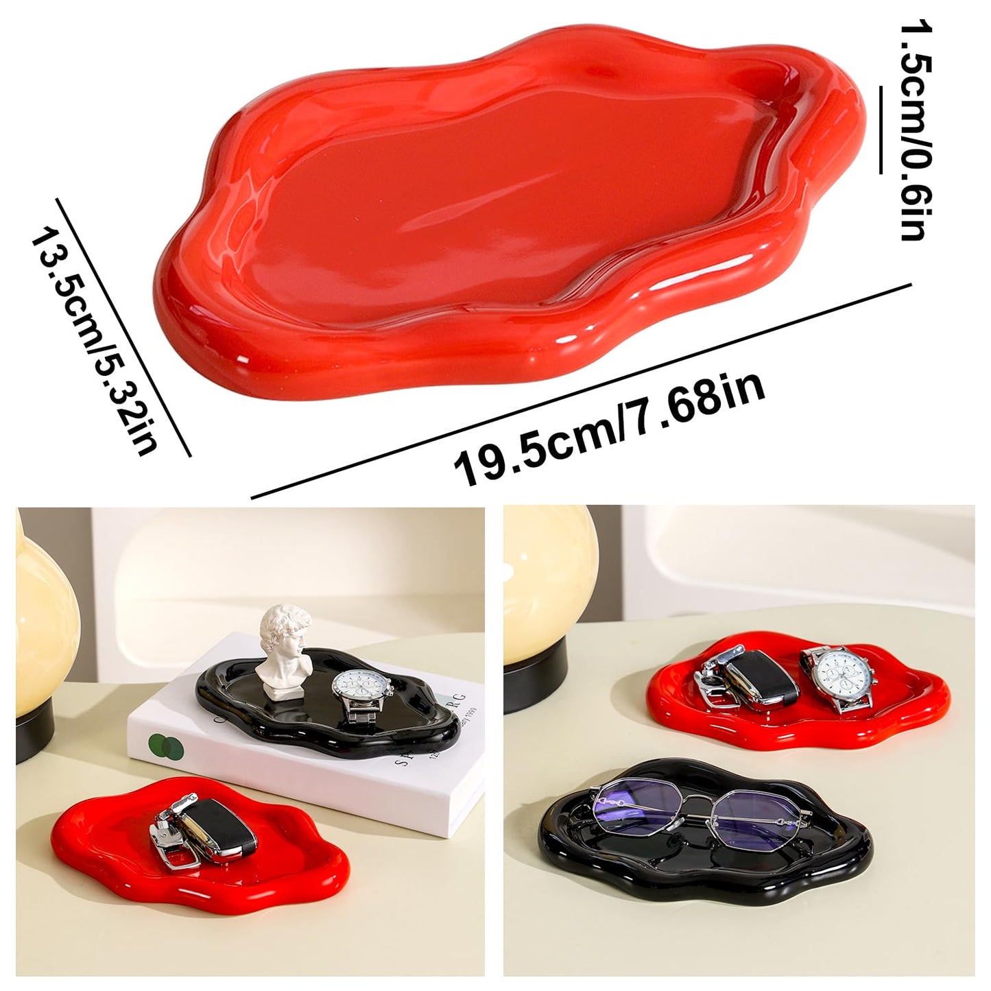 ARJDXDP Ceramic Jewellery Dish Trinket Dish, Cloud Shape Tray Jewellery Dish Small Key Tray for Mother's Day/Christmas/Thanksgiving/Birthday Gift