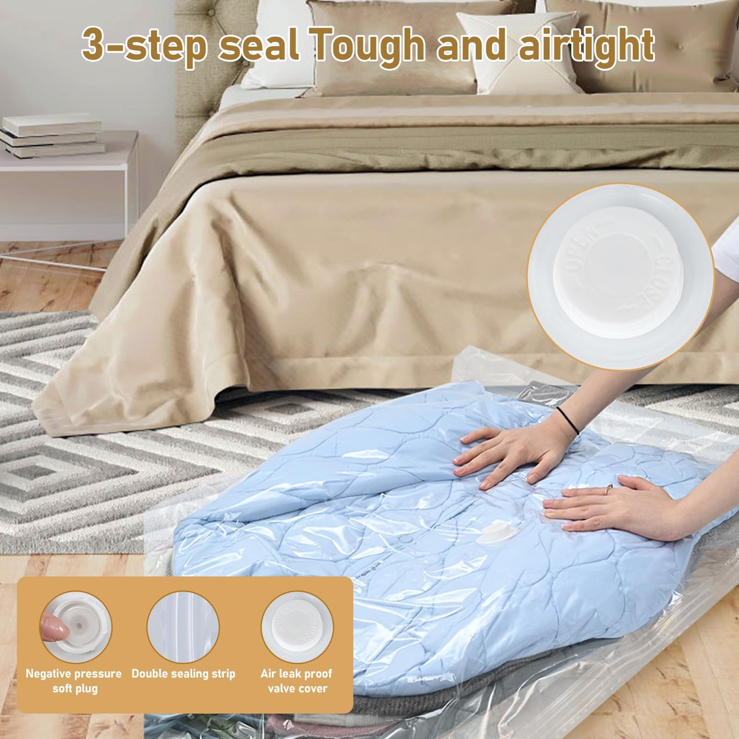 Hanging Vacuum Storage Bags, ZWMYF 4 PCS Space-saving Vacuum Bag for Clothes, Suits, Dresses, Coats or Jackets