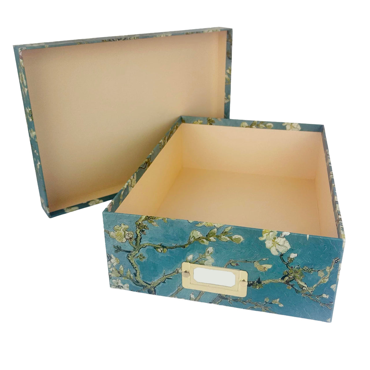 Almond Blossom A4 Storage box | Decorative Storage Box with Van Gogh Design | Home Office | Cardboard Storage Boxes with Lids | Storage Box with Lid