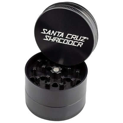 Santa Cruz Shredder Herb Grinder 3 Piece Medium 2 1/8" Superior Grip and Aluminium (Black)