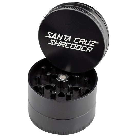 Santa Cruz Shredder Herb Grinder 3 Piece Medium 2 1/8" Superior Grip and Aluminium (Black)