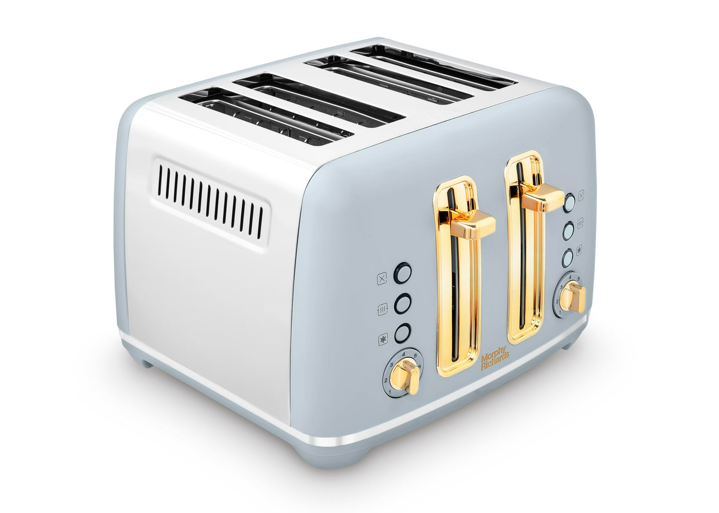 Morphy Richards Accents 4 Slice Toaster, Soft Gold Collection, Variable Browning, Removable Crumb Tray, Cord Storage, Non-slip, 2200W, Ocean Grey,