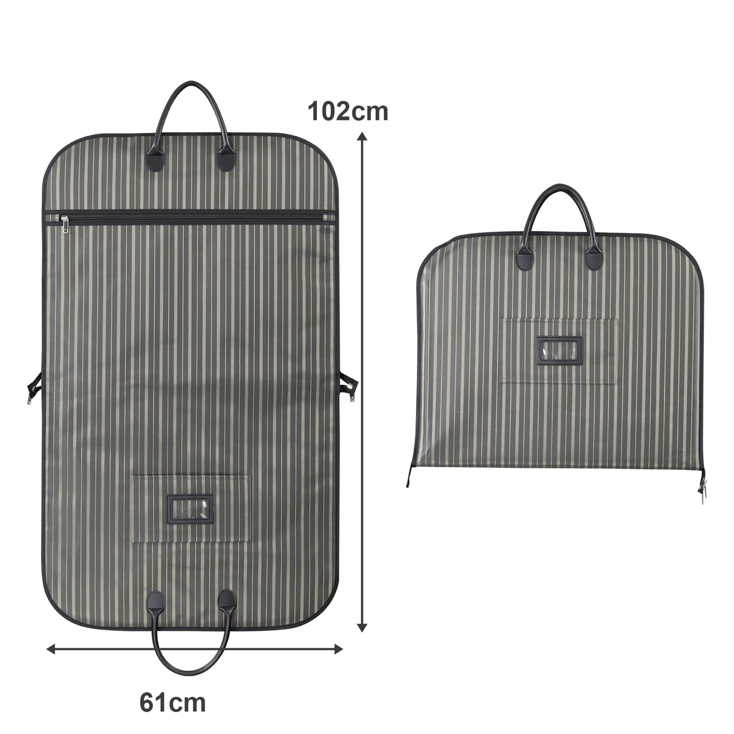 BotaBay Travel Garment Bag, Waterproof Oxford Fabric Suit Carrier with Foldable Design, Top Leather Handles & Trolley Sleeve