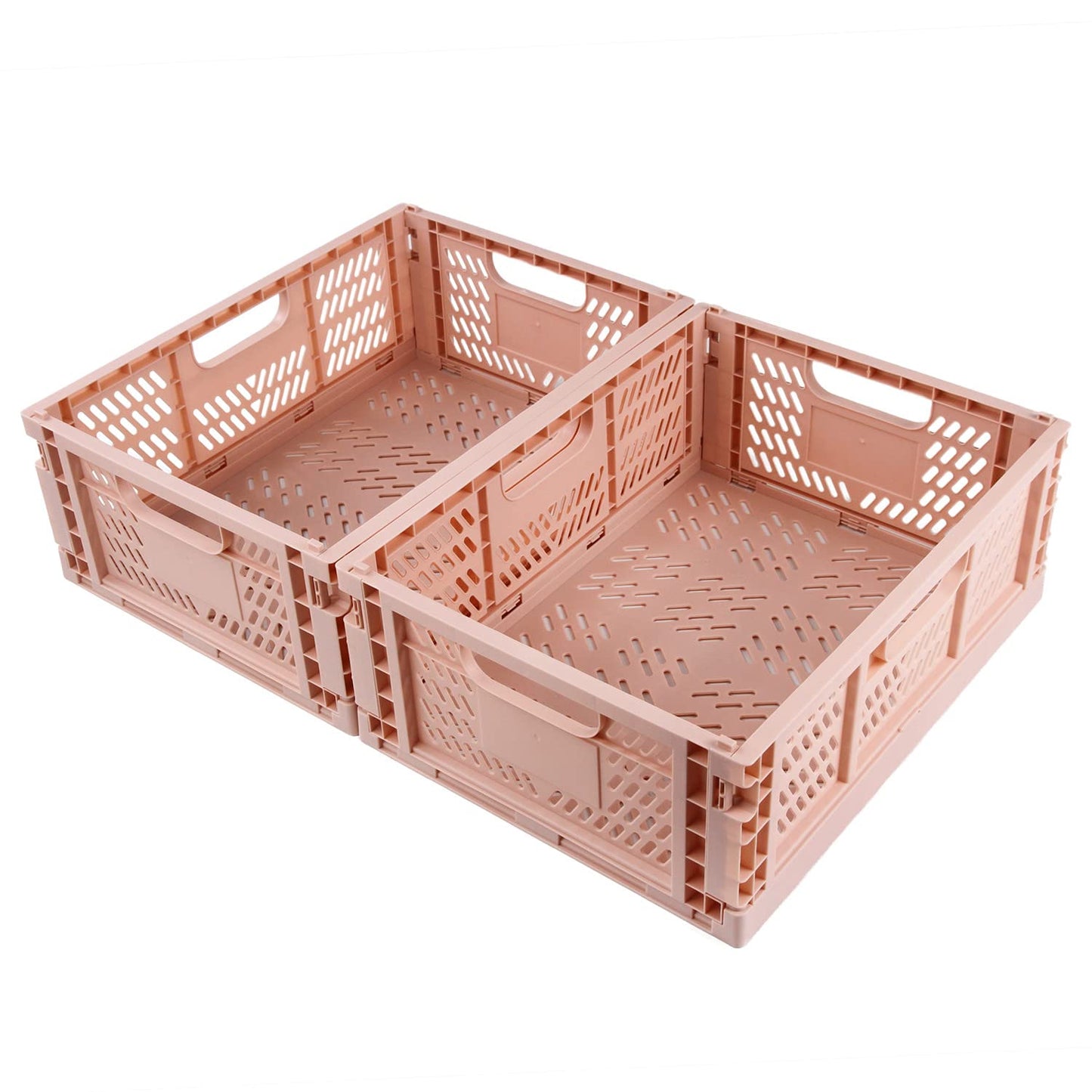 Spesh 2 Pcs Collapsible Storage Boxes Stackable Storage Baskets Folding Plastic Crates Foldable Crate Bins with Handles for Desk,Shelf,Cupboard
