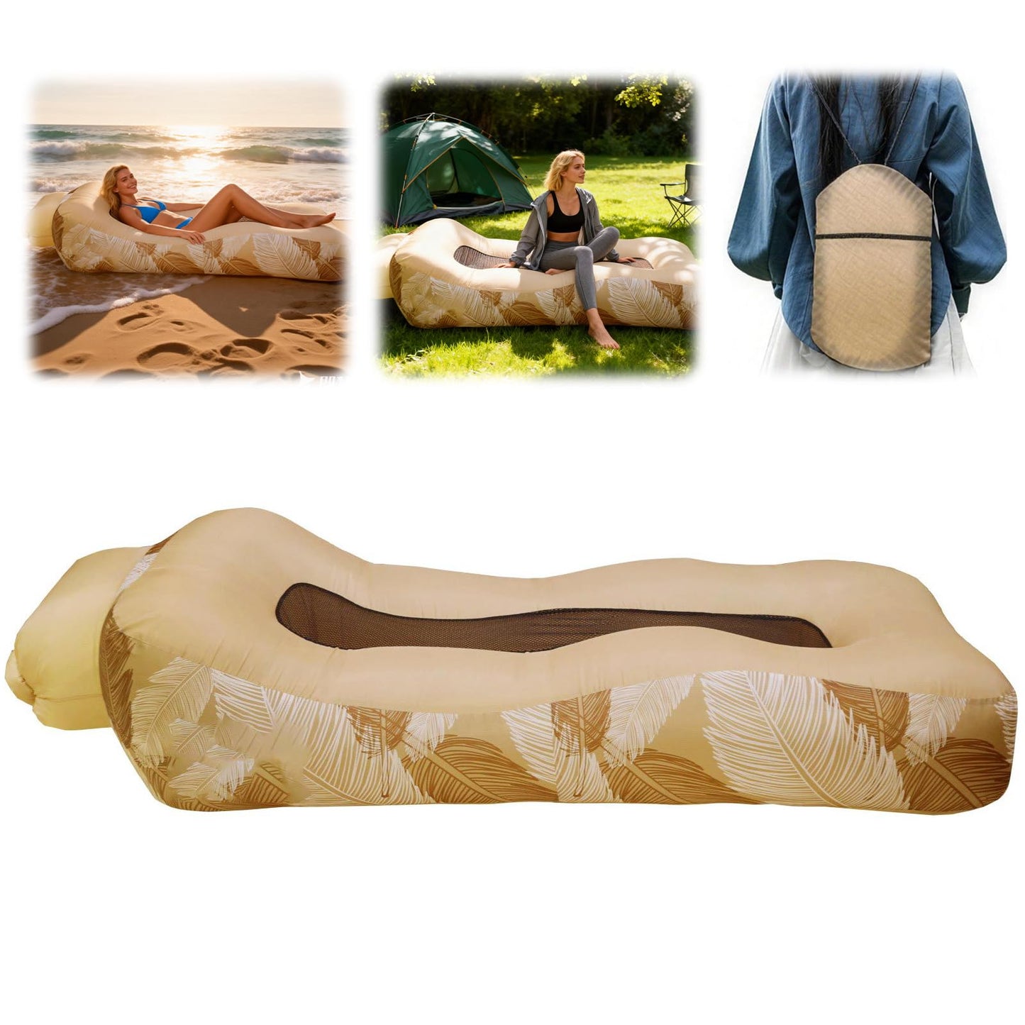 nnOuOnn Inflatable Lounger Couch Hammock - Portable Air Sofa for Outdoor Indoor, Waterproof Blow Up Chair seat for Beach, Camping, Travel, Festival