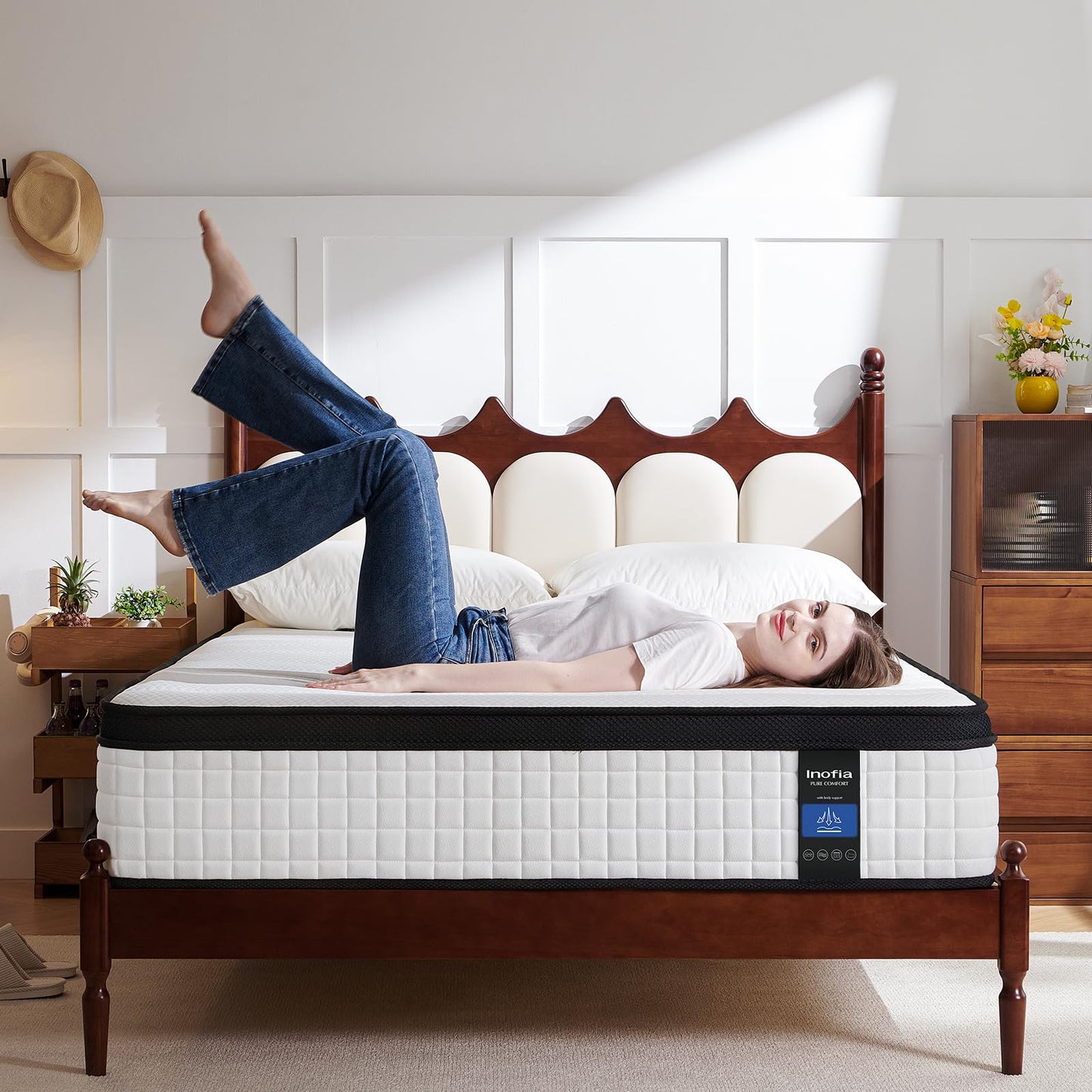 Inofia Single Mattress, 12 Inch Hybrid Mattress with Aeroshield Memory Foam and NexusArc Pocket Sprung,Cozy and Breathable Fabric,The Elegant Plus