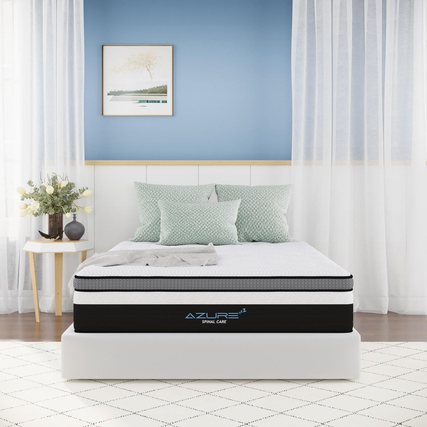 Azure Spinal Care 5FT King Mattress - Medium Firm Orthopedic Support - 100 Night Trial - 10 Inch Hybrid Gel Memory Foam for Back Pain Relief