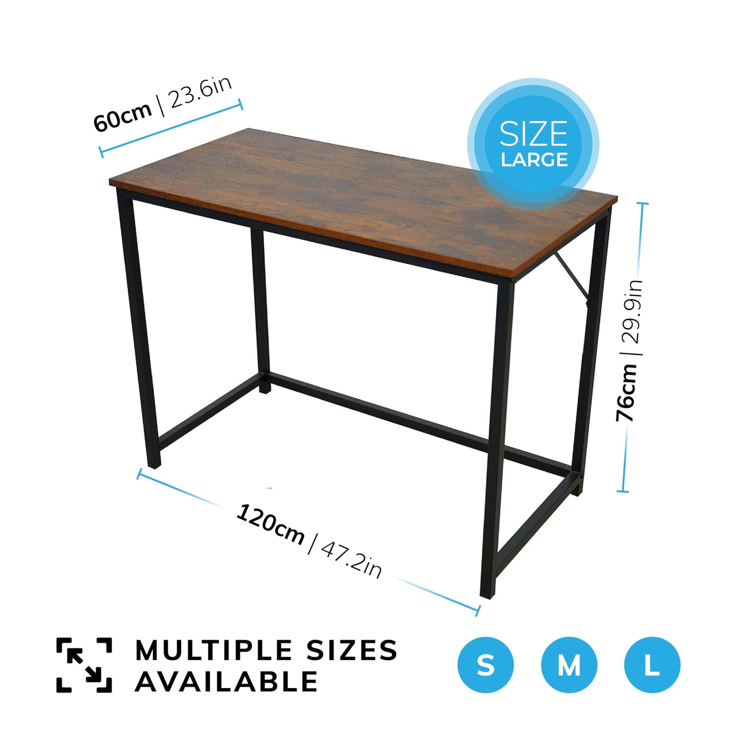 Direct Online Houseware House of Home Computer Desk 120cm Rustic Brown Black Metal Frame Study