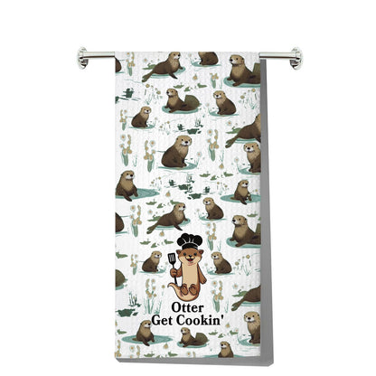 MYSOMY Otter Kitchen Towels Otter Kitchen Gifts Sea Otter Dish Towels Otter Get Cookin' Otter Kitchen Accessories Otter Get Cookin kt UK