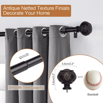 SZXIMU Curtain Pole for Windows 182-365 cm (72 to 144 Inches), Extendable Curtain Rod for Eyelet Curtains Drapery Rod with Netted Texture