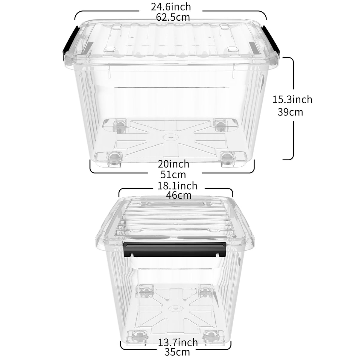 Cetomo 80L*4 Plastic Storage Boxes with Wheels, Lidded Storage Box with Secure Side Latches, PP Nestable and Stackable Clear Organizer for Home
