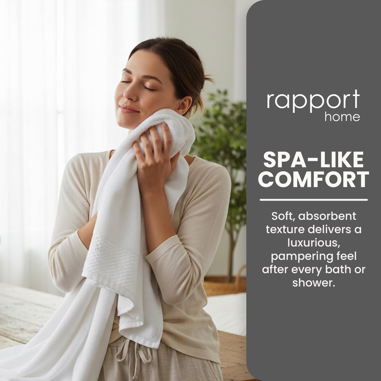 Rapport Home Eden Weave Bath Towels 2-Pack | White, 70x120cm | 100% Cotton 500gsm | Oeko-Tex Made in Green & BCI Certified