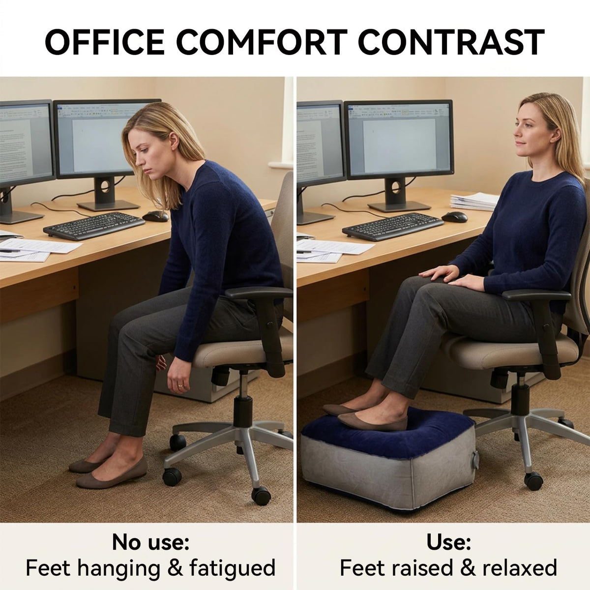 Inflatable Foot Rest for Travel, Inflatable Foot Rest Pillow, Portable Travel Foot Elevator for Aeroplane, Lightweight Foot Stool for Economy Class